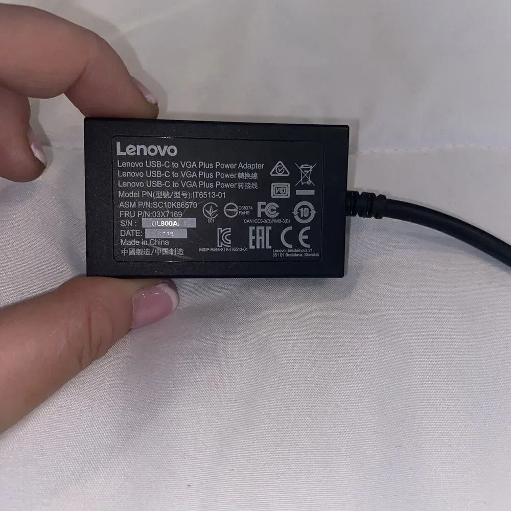 03X7169 Lenovo ORIGINAL! 4X90K86568 USB‎ C to VGA Plus Power Adapter IT6513-01